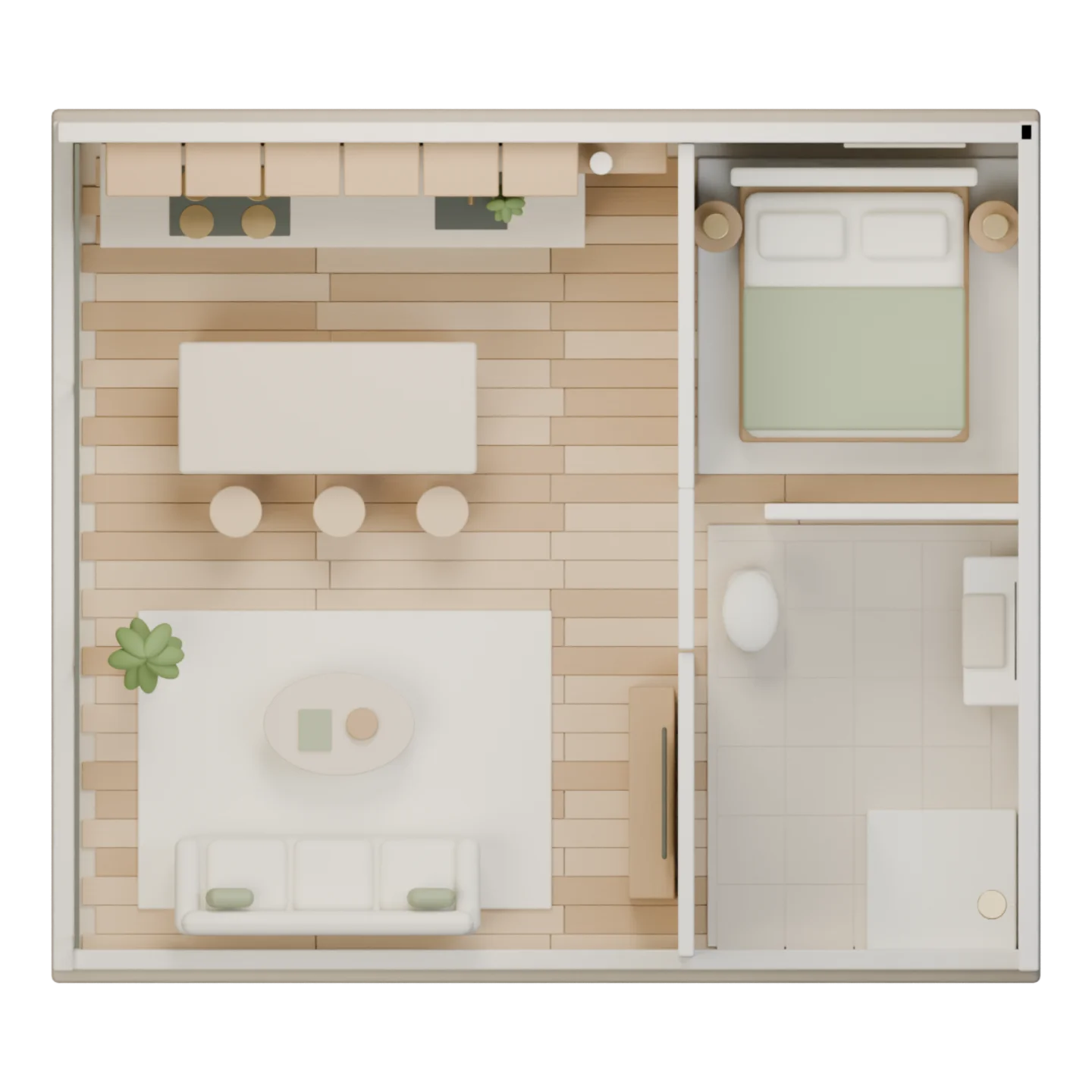 Conceptual floor plan with furniture zones.