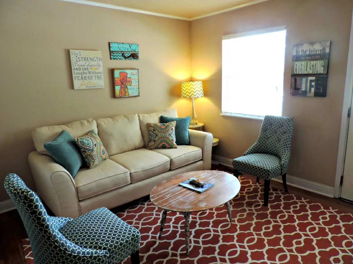 Affordable living room with IKEA furniture thrift store finds and fresh paint for budget interior design