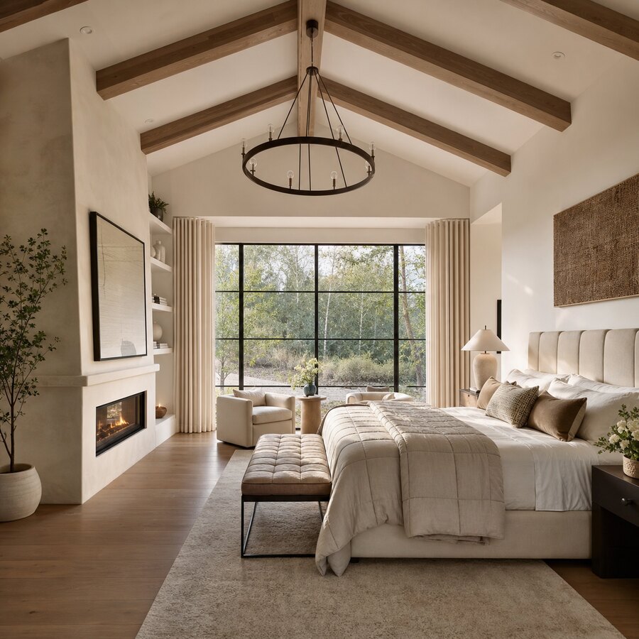 Bedroom after an AI-tested color palette redesign