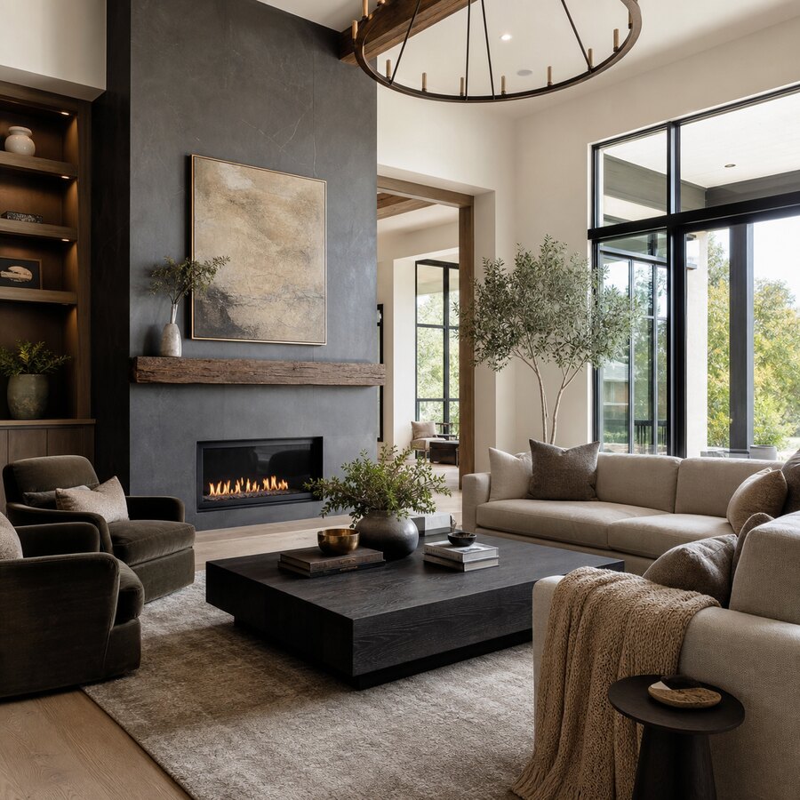 After image showing an AI living room redesign concept